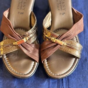 Tuscany Leather Bronze Brown Strappy Sandals Made in Italy Size 7.5